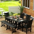 thumbnail image 2 of WestinTrends Malibu 6 Piece Patio Dining Set with Bench, All Weather Poly Lumber Outdoor Table and Chairs Set, 71" Trestle Dining Table with Umbrella Hole, 5 Arm Chairs with Bench, Black, 2 of 8