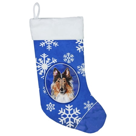 Carolines Treasures SC9766-CS Collie Winter Snowflakes Christmas Stocking Large multicolor