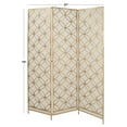 thumbnail image 4 of DecMode Brass Metal Geometric Hinged Foldable Partition 3 Panel Partition Room Divider Screen, 57" x 1" x 79", 4 of 11