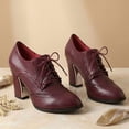 thumbnail image 3 of SACFOF Women's Chunky High Heel Oxford Pump Lace Up Wingtip Perforated Platform Vintage Brogues Dress Shoes, 3 of 6