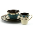 thumbnail image 4 of Elama Clay Hart 16 Piece Round Stoneware Dinnerware Set in Tan and Blue, 4 of 11