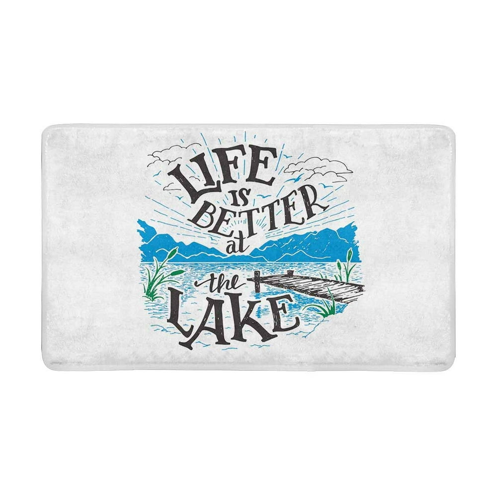 MKHERT Vintage Lake House Decor Life is Better at The Lake Doormat Rug