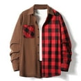 thumbnail image 2 of Kaemgyyd Mens Shirt Jacket Winter Warm Button down Plaid Coat Fashion Patchwork Long Sleeve Outwear with Pockets, 2 of 3