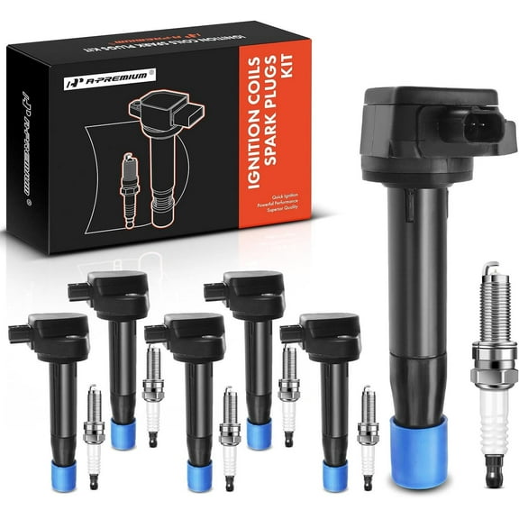 A-Premium Ignition Coil Pack and Iridium Spark Plugs Set for Honda Accord Acura RL TL TSX, 6 Count