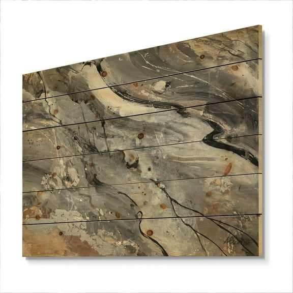 Designart 'Fire and Ice Minerals V' Modern & Contemporary Print on Natural Pine Wood