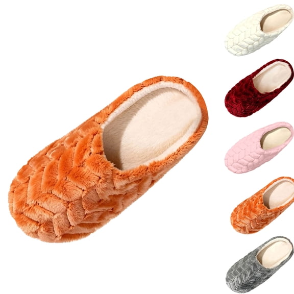 Womens Fuzzy Slippers Closed Toe Fleece Lined Memory Foam Shoes Warm Cozy Indoor House Bedroom Slippers