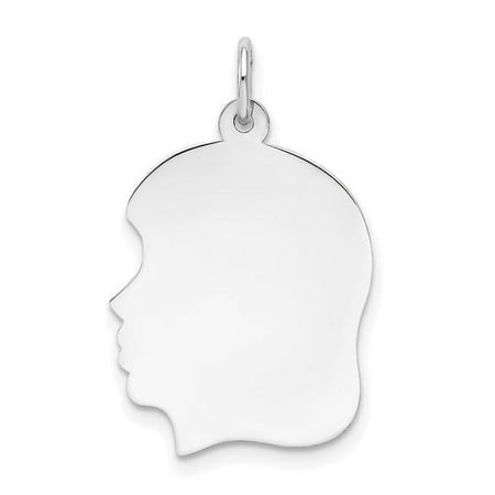 14k White Plain Medium.018 Depth Facing Left Engravable Girl Charm XWM62/18