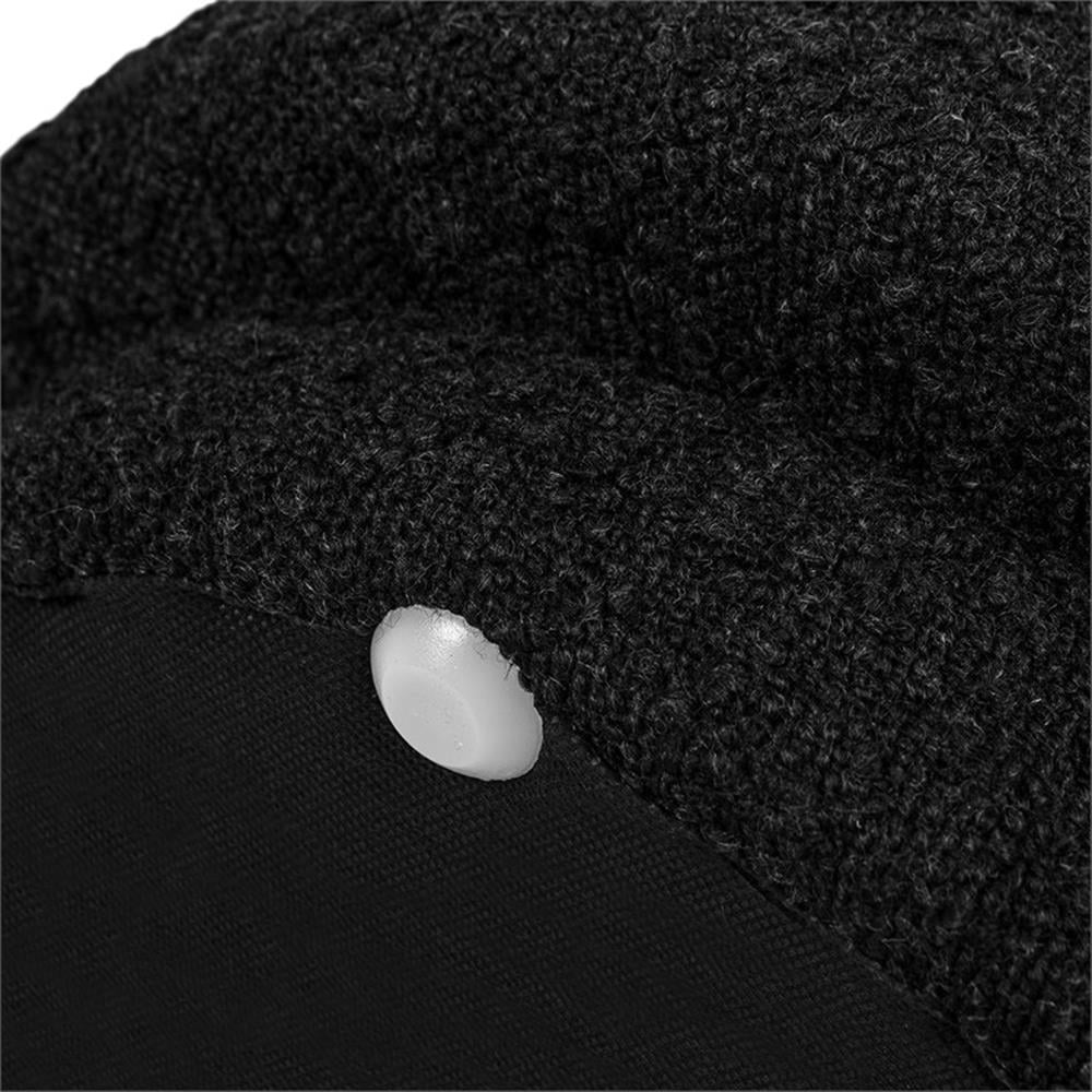 Fuji 15" Mushroom Footstool Ottoman Ebony Black Boucle