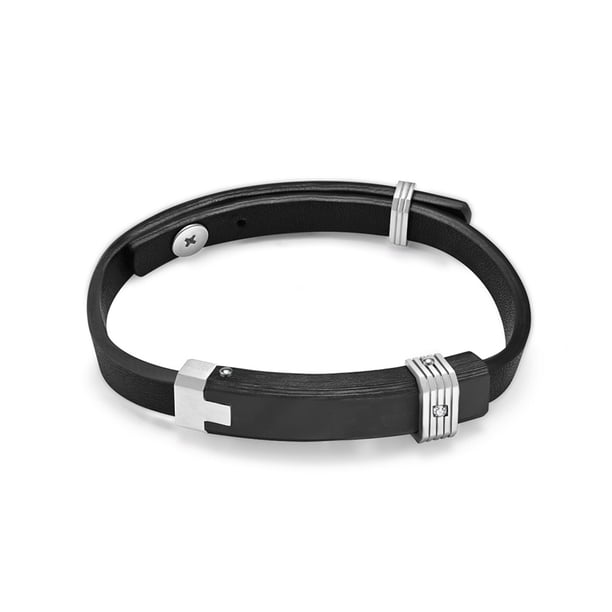 Accesorio de moda Jumpingount multicapa de cuerda larga de cuero ajustable color Acero para hombre