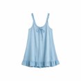 thumbnail image 4 of Eawtki Women's V Neck Spaghetti Strap Mini Dress Ruffle Trim Tie Front Loose Fit Casual Summer Beach Dress For Women, 4 of 5