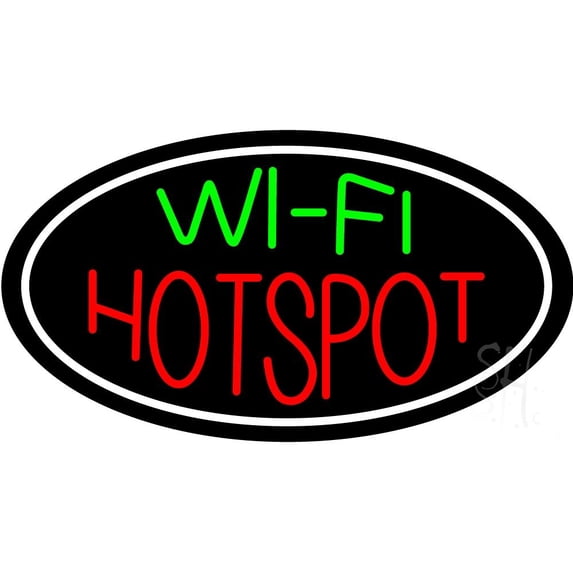 Wi Fi Hotspot LED Neon Sign 13 x 24 - inches, Clear Edge Cut Acrylic Backing, with Dimmer - Bright and Premium built indoor LED Neon Sign for Computer & Electronics store decor.