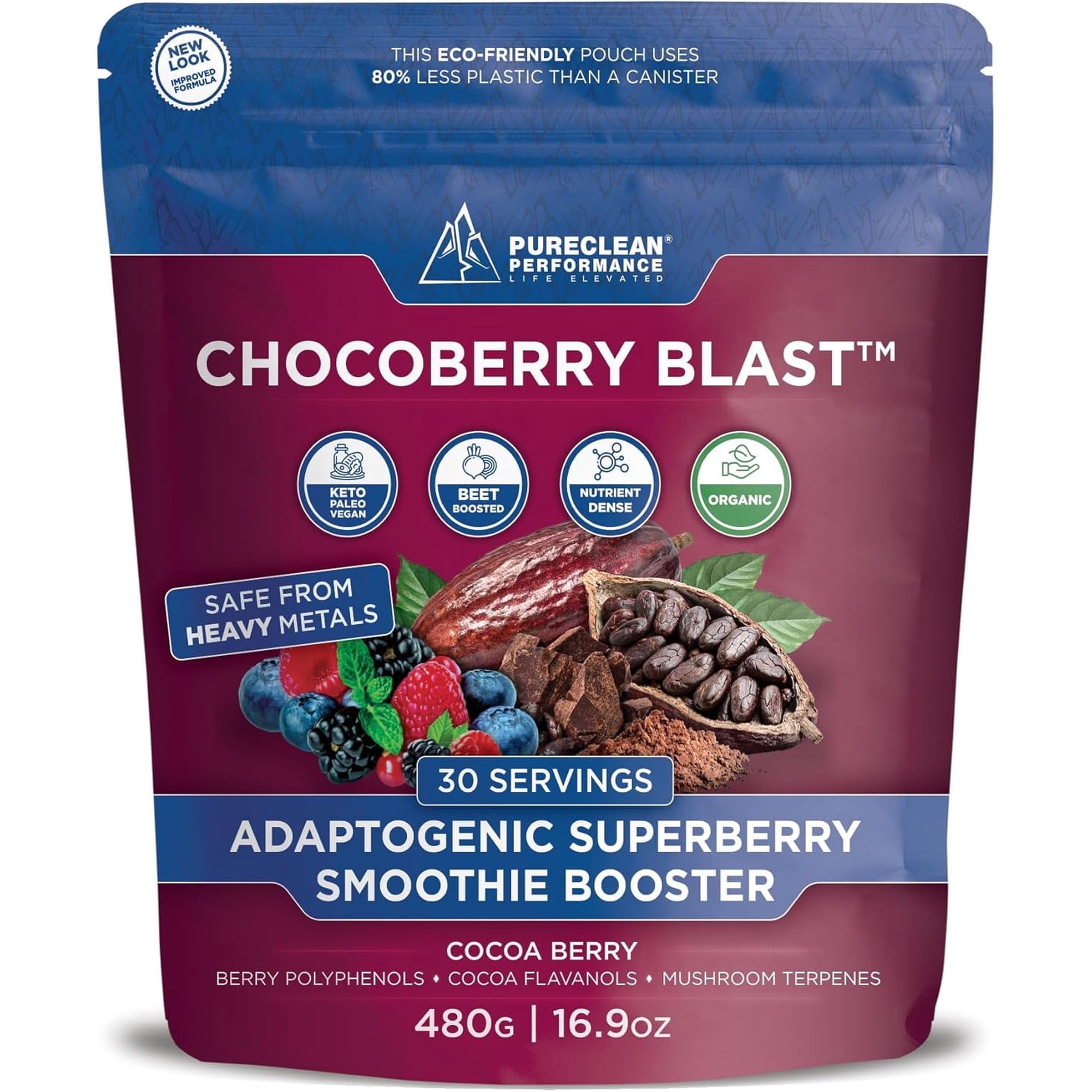 CHOCOBERRY Blast Whole Food Nutrition Superfood Powder, PureClean Performance