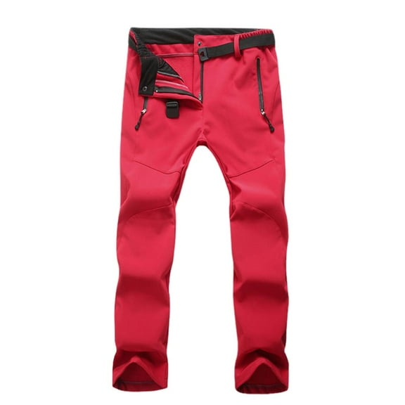 Womens Ski Pants Softshell Thick for Travel Hiking Deep red