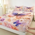 thumbnail image 3 of Manfei Chic Butterflies Full Size Sheets,Dreamy Fairy Tale Bed Sheets,Romantic Flower Floral Sheet Sets For Teens Girls,Uper Cozy Room Decor,4pcs, 3 of 7