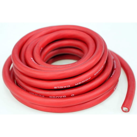 Absolute P025RD 0 Gauge 25 Feet Red Power Ground Wire Cable