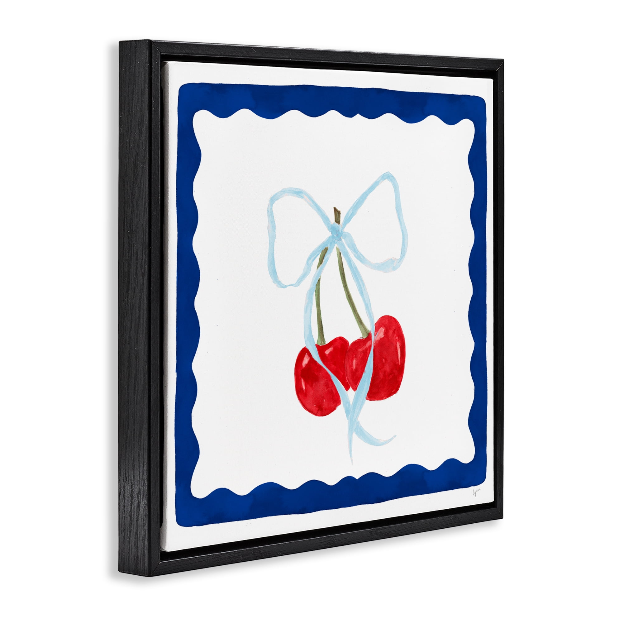 Stupell Industries Summer Bordered Cherries Black Framed Floater Canvas Wall Art, design by Lucille Price