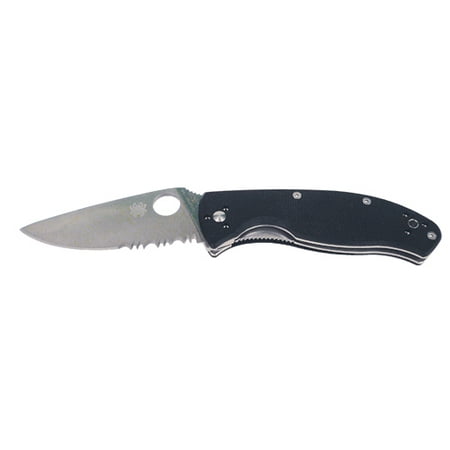Comboedge Folding Blade - Spyderco Tenacious Black G-10 ComboEdge Folding Knife