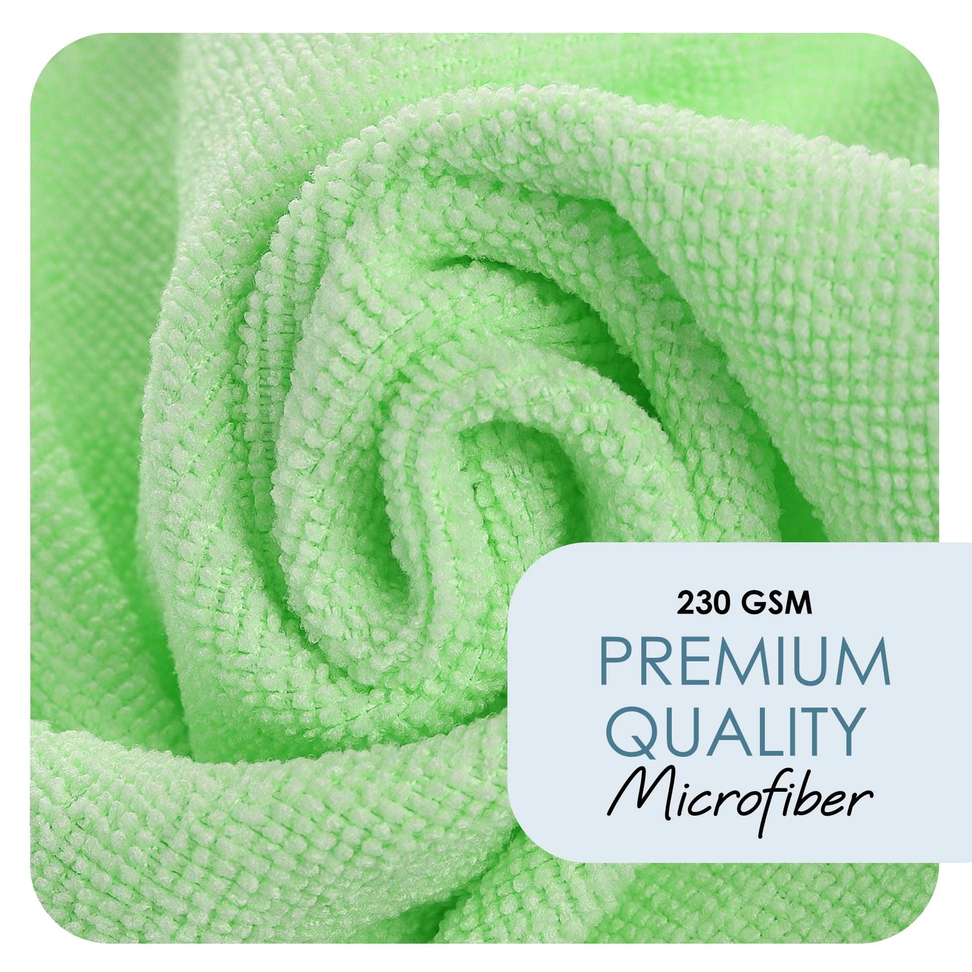 LammaLoe Microfiber Cleaning Cloths, Super Absorbent Cleaning Rags & Car Towels Lint Free, 12x12 Multi-Purpose, 24 Pack, Green