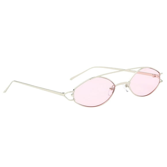 Gafas de terre Unisex Lentes Elípticas Marco Metal Protección Solar UV 4 para Mujer Hombre Rosado