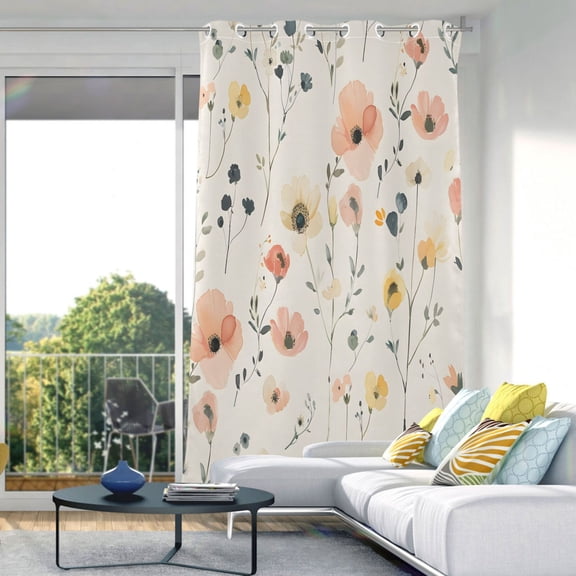 Floral Flower Blackout Curtains 84"x52" Thermal Insulated Curtain 1 Panel