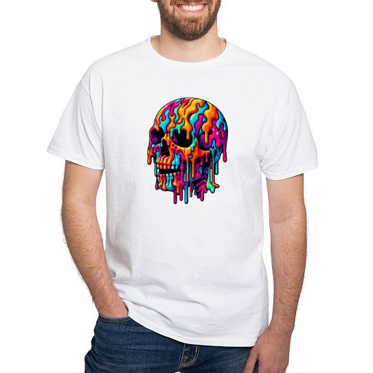 CafePress - Vibrant Psychedelic Skull Men's Value T Shirt - Men's Classic Cotton T-Shirts
