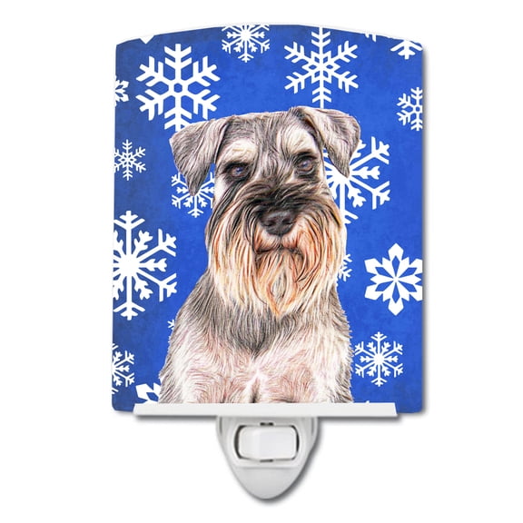 Caroline's Treasures KJ1179CNL Winter Snowflakes Holiday Schnauzer Ceramic Night Light, 6x4x3", multicolor