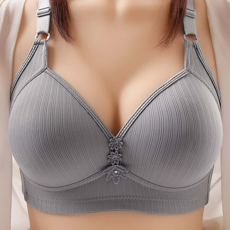 Elvqul Bras for Women Gray Bralette Nylon Underwear Wirefree Soft Bras