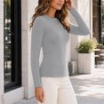 thumbnail image 4 of hotojiny Long Sleeve Shirts for Women Basic Crew Neck Slim Fit Tops Fall Winter Thermal T-Shirts Base Layer Tees(Gray,XX-Large), 4 of 7
