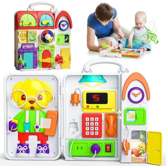 CNKOO Busy Board Montessori Toys for Toddlers Interactive Sensory Toys for 1 2 3 Year Old Boy Girl Bilingual Educational Baby Toys for 12-18 Months Travel Toys for 1+ Year Old Birthday