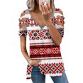 thumbnail image 2 of Blusa de manga corta con cuello en V y cremallera suelta para mujer OAVQHLG3B Store lin121212, 2 of 4