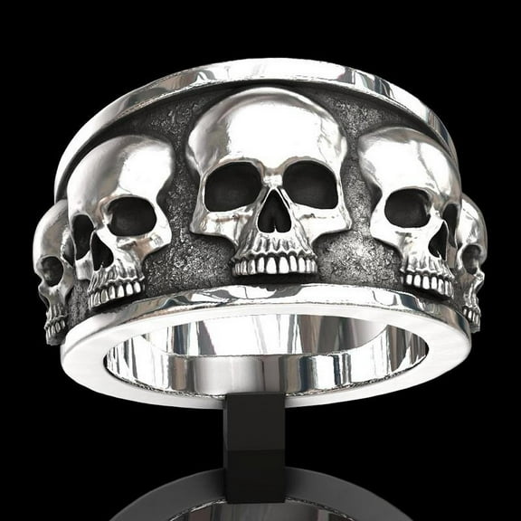 Fashion Men's Stainless Steel Skull Band Ring Hip Hop Punk Gothic Engagement Jewelry Rings