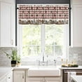 thumbnail image 3 of Farm Red Kitchen Curtains, Brown Western Texas Star Red Plaid Country 3-Piece Kitchen Curtain Valance and Tiers Set 36 Inch Length, Rod Pocket Half Window Curtains for Cafe Living Room Bathroom, 3 of 6