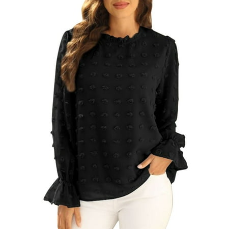 

HSMQHJWE Long Black Shirt Women T Shirt Womens Tunic Tops Long Sleeve O Neck Polka Dot Blouses Shirts Scrub Tops Printed