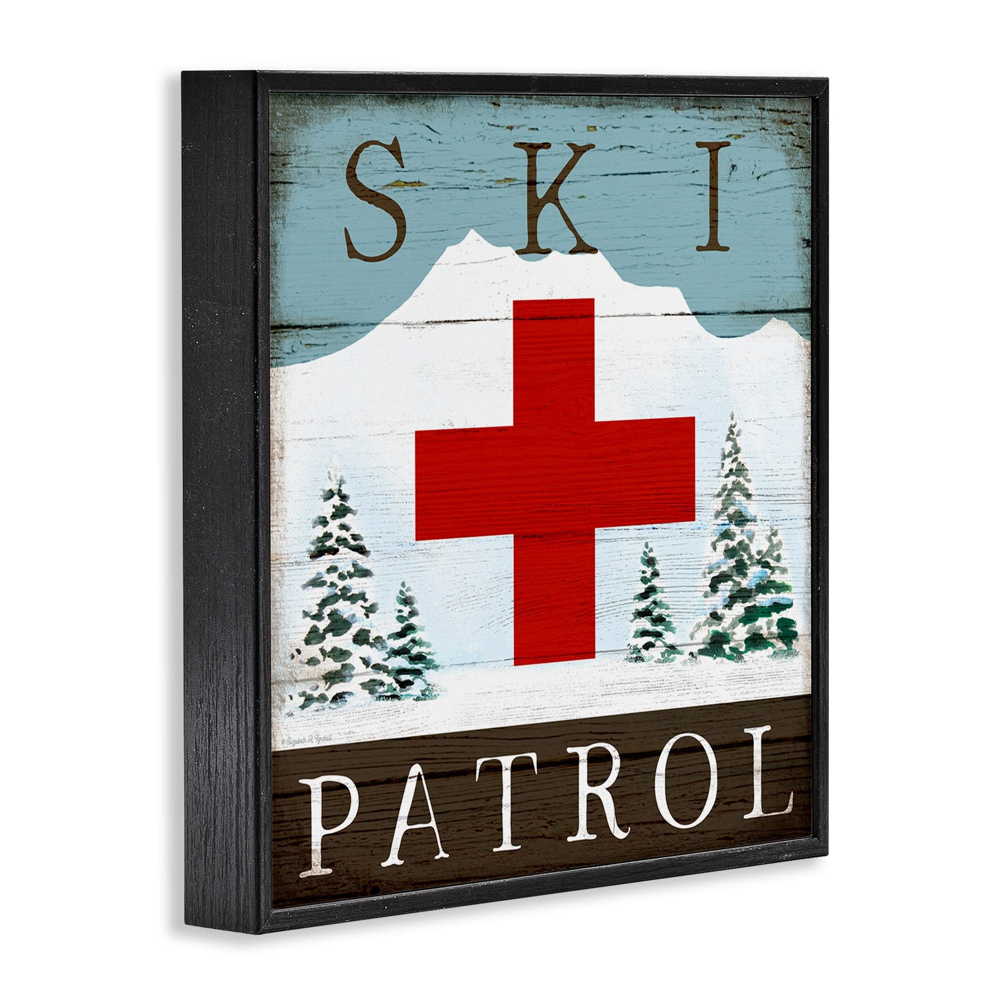 Stupell Industries Ski Patrol Rustic Cabin Sign Snowy Forest Mountain, 17 x 30, Design by Elizabeth Tyndall