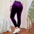 thumbnail image 5 of Audhol Velvet Leggings for Women Women Velvet Leggings Soft Warm Winter Solid High Waisted Soft Velvet Stretchy Legging Holiday Clothes Women's Leggings Purple L, 5 of 8