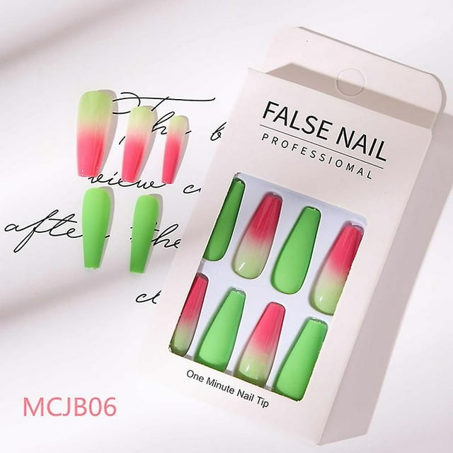 Juego de parches para uñas HUOGUO, color degradado, extraíble, 24 piezas