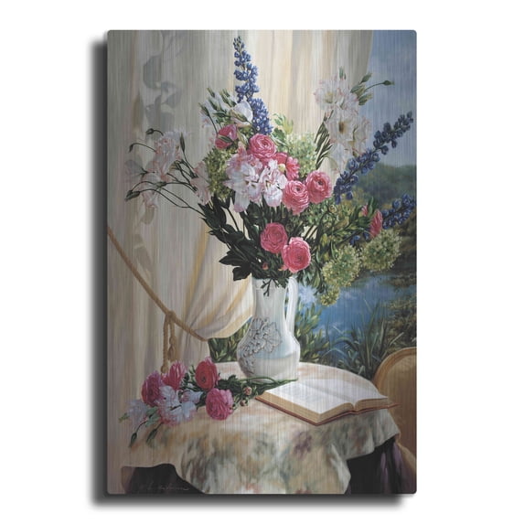 Luxe Metal Art 'Dickinson By The Pond' by Robin Anderson, Metal Wall Art, 12"x16"