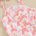 thumbnail image 6 of Bagilaanoe Toddler Baby Girl Summer Jumpsuit Shorts Rainbow Print Sleeveless Bodysuit 12M 18M 24M 3T 4T 5T Kids V Neck One Piece Romper, 6 of 7