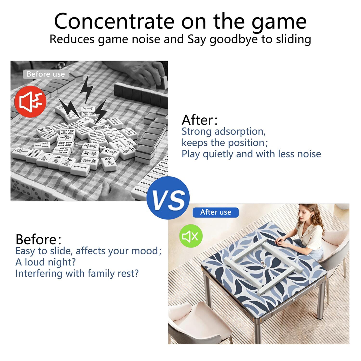 Classic Boho Style Multi-Purpose Rubber Table Cover 31.5x31.5 Inch Mahjong Game Mat Features Non-Skid Grip for Stability and Noise Dampening for Cards