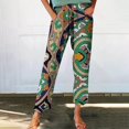 thumbnail image 2 of yunLCZ Wide Leg Pants Woman Boho Women's Linen Pants With Petite Summer Beachwear Lightweight Elastic Waist Pants Business Work Casual Pants, 2 of 4