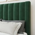 thumbnail image 4 of Amolife Queen Size Platform Bed Frame with Upholstered Velvet Channel Headboard, Green, 4 of 10