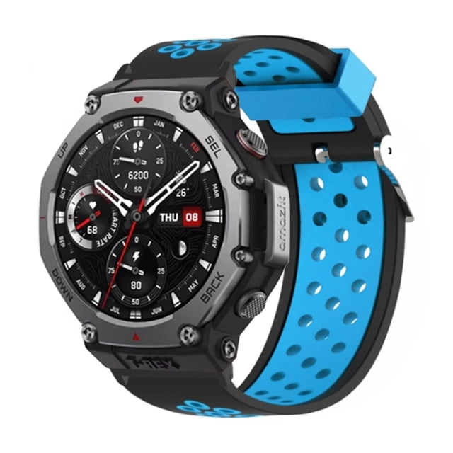 Two Tone Ventilated Pin Buckle Silicone Watch Strap Quality Material Breathable Adjustable Connector Universal For Watches