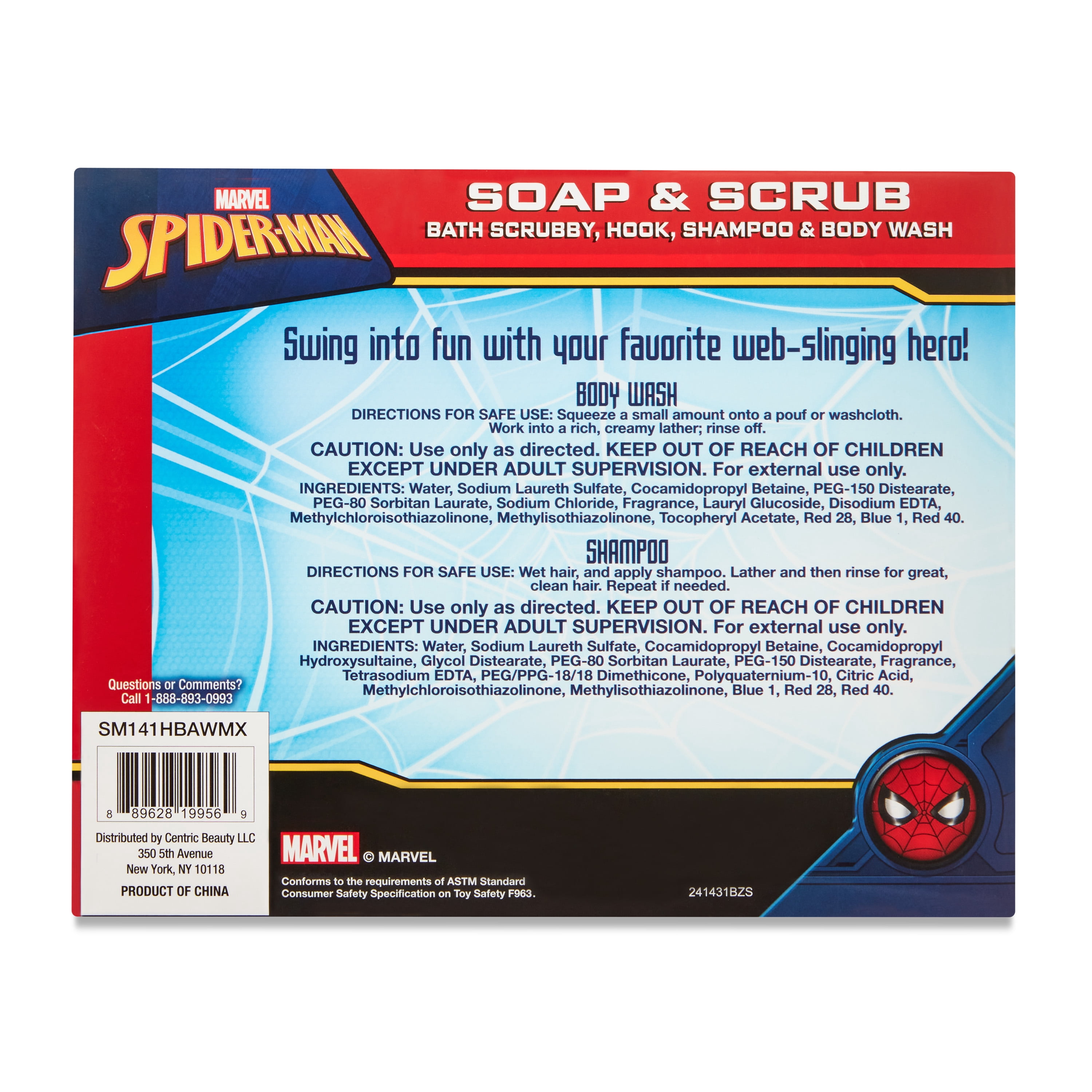 Spiderman Soap and Scrub Set, 3 Pieces, Watermelon Scented, Age 3+