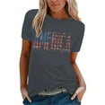 thumbnail image 2 of Women's Short Sleeve T-shirt Women'S Off-Shoulder Flag Tee - Flirty Party Top For Night Events,Gray Women's Short sleeve T-shirt 2XL, 2 of 4