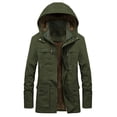 thumbnail image 1 of Parka con capucha y forro de piel gruesa y cálida para hombre, abrigo largo de forro polar, 1 of 5
