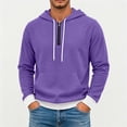 thumbnail image 4 of Seffadzy Men's Waffle Knit Hooded Quarter Zip Pullover Sweatshirt with Pockets Drawstring Long Sleeve Solid Color Casual Top Purple L, 4 of 6
