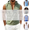thumbnail image 3 of Men's Tank Top Sleeveless Hoodies Hooded Deep V Neck Tees Linen T-Shirt Summer Beach Tops Blue, 3 of 7