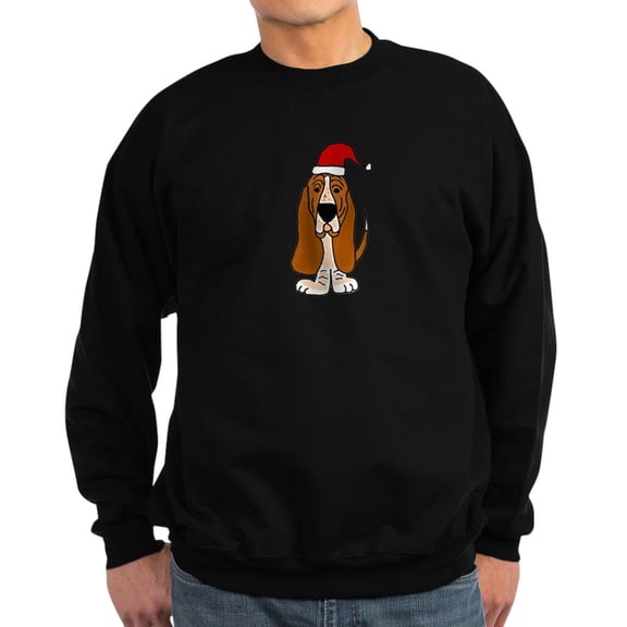 CafePress - Funy Basset Hound Christmas Art Sweatshirt - Classic Crew Neck Sweatshirt