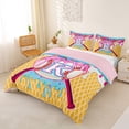 thumbnail image 3 of Erosebridal Girls K Letter Monogrammed Ice Cream Drip Dessert Queen Duvet Cover Set,Sport Theme Baseball Bedding For Boys Teens,Pink Reversible,3 Pieces,No Comforter, 3 of 5