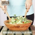 thumbnail image 4 of Luxe Designs | Wooden Salad Bowl Set with Spoon & Fork | Food Safe & Sustainable Decorative Bowl | Easy to Clean Wooden Bowl for Fruits & Salads | 12” x 4” x 5.5", 4 of 8